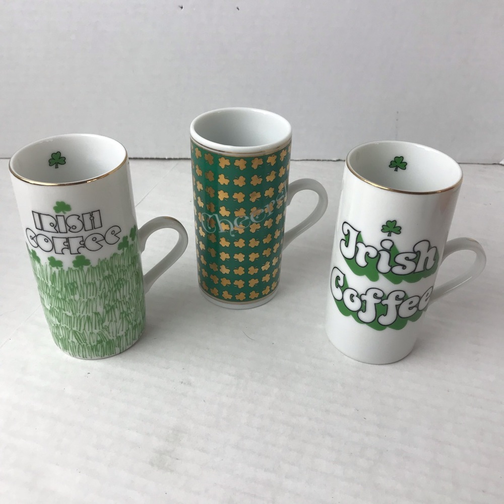 VINTAGE ENESCO 3 Irish Coffe Mugs Circa 1960's & Scott Smith 1992